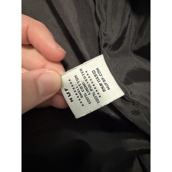 Huf Bomber Jacket Mens Large Black White Skater Full Button "HUF dirtbags" - Picture 11 of 12